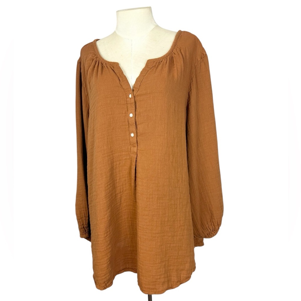 Old Navy XL Boho popover blouse top thick gauzy textured fabric oversized fit